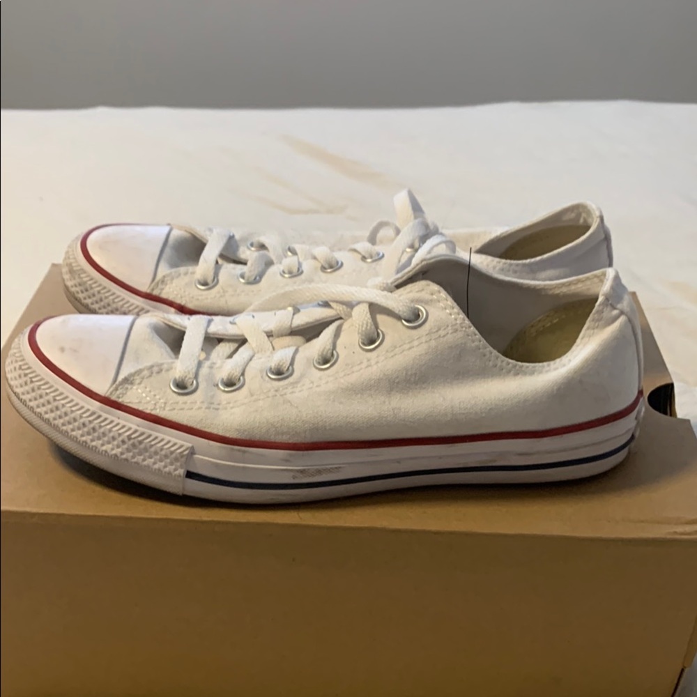 Converse White Sneakers with Red Trim